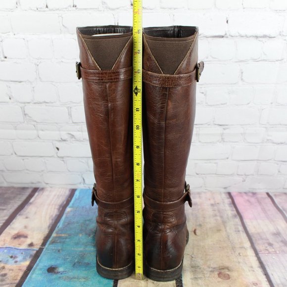 Cole Haan Air Petra Brown Leather Buckle Belt Side Zip Tall Riding Boots 6 B - Picture 8 of 9